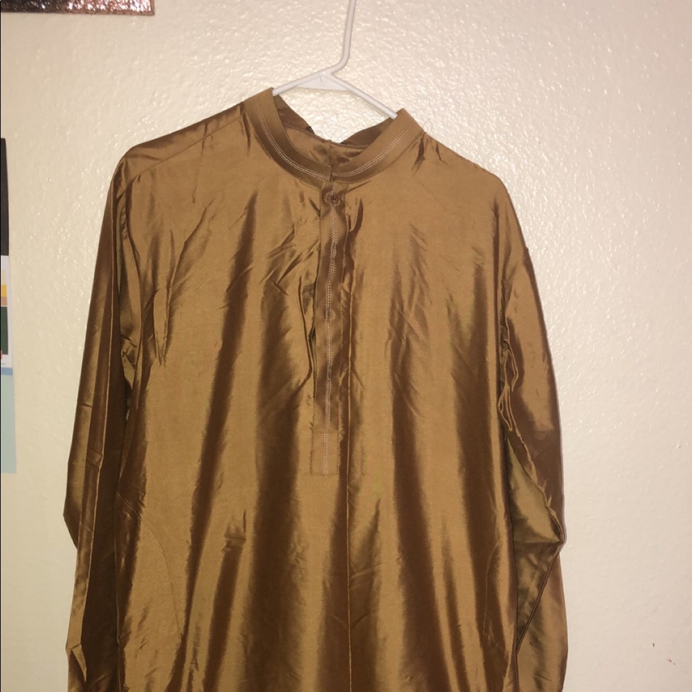 gold (mehndi colour) kurta pajamawitn waist coat
